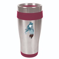 Forest With FullMoon And Cliff Of Silhouette Howling 16oz Travel Tumbler