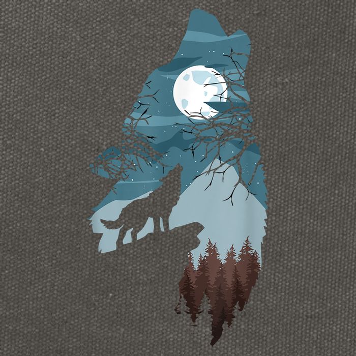 Forest With FullMoon And Cliff Of Silhouette Howling Cotton Canvas Backpack