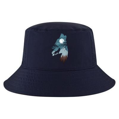 Forest With FullMoon And Cliff Of Silhouette Howling Cool Comfort Performance Bucket Hat