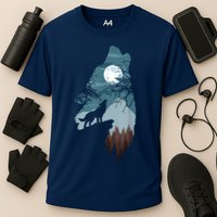 Forest With FullMoon And Cliff Of Silhouette Howling Performance Shirt