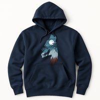 Forest With FullMoon And Cliff Of Silhouette Howling Hoodie