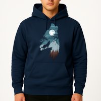 Forest With FullMoon And Cliff Of Silhouette Howling Hoodie