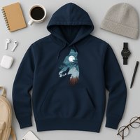 Forest With FullMoon And Cliff Of Silhouette Howling Hoodie