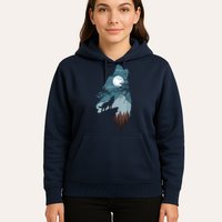 Forest With FullMoon And Cliff Of Silhouette Howling Hoodie