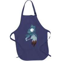 Forest With FullMoon And Cliff Of Silhouette Howling Apron
