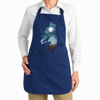 Forest With FullMoon And Cliff Of Silhouette Howling Apron