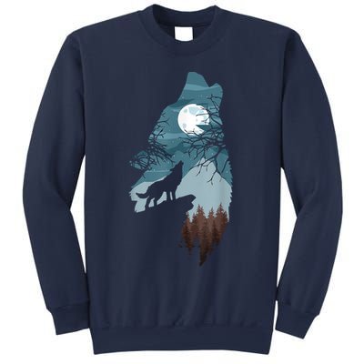 Forest With FullMoon And Cliff Of Silhouette Howling Sweatshirt