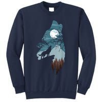 Forest With FullMoon And Cliff Of Silhouette Howling Sweatshirt