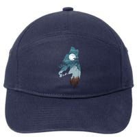 Forest With FullMoon And Cliff Of Silhouette Howling 7-Panel Snapback Hat