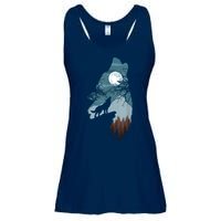 Forest With FullMoon And Cliff Of Silhouette Howling Ladies Essential Flowy Tank