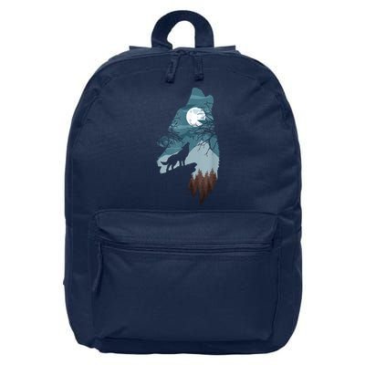 Forest With FullMoon And Cliff Of Silhouette Howling 16 in Basic Backpack