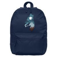 Forest With FullMoon And Cliff Of Silhouette Howling 16 in Basic Backpack