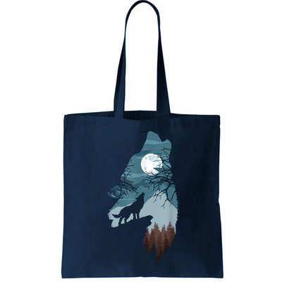 Forest With FullMoon And Cliff Of Silhouette Howling Bag