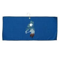 Forest With FullMoon And Cliff Of Silhouette Howling Large Microfiber Waffle Golf Towel