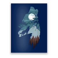 Forest With FullMoon And Cliff Of Silhouette Howling Poster
