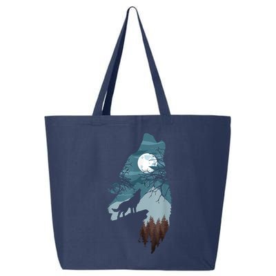 Forest With FullMoon And Cliff Of Silhouette Howling 25L Jumbo Tote