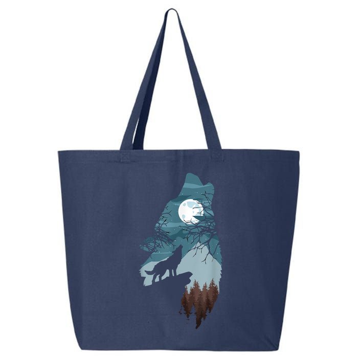 Forest With FullMoon And Cliff Of Silhouette Howling 25L Jumbo Tote