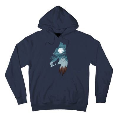 Forest With FullMoon And Cliff Of Silhouette Howling Tall Hoodie