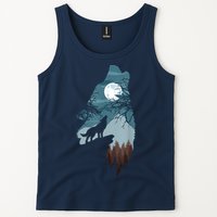 Forest With FullMoon And Cliff Of Silhouette Howling Tank Top