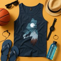 Forest With FullMoon And Cliff Of Silhouette Howling Tank Top