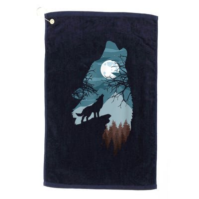 Forest With FullMoon And Cliff Of Silhouette Howling Golf Towel