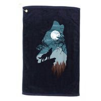 Forest With FullMoon And Cliff Of Silhouette Howling Golf Towel