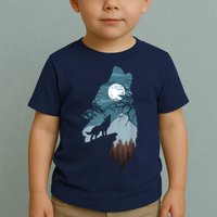 Forest With FullMoon And Cliff Of Silhouette Howling Toddler T-Shirt