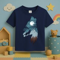 Forest With FullMoon And Cliff Of Silhouette Howling Toddler T-Shirt