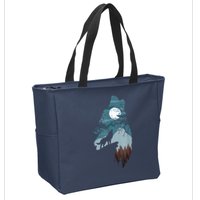 Forest With FullMoon And Cliff Of Silhouette Howling Zip Tote Bag