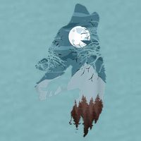 Forest With FullMoon And Cliff Of Silhouette Howling Sueded Cloud Jersey T-Shirt