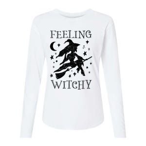 Feeling Witchy Funny Halloween Witch Vibes Kinda Night Womens Cotton Relaxed Long Sleeve T-Shirt