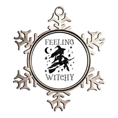 Feeling Witchy Funny Halloween Witch Vibes Kinda Night Metallic Star Ornament