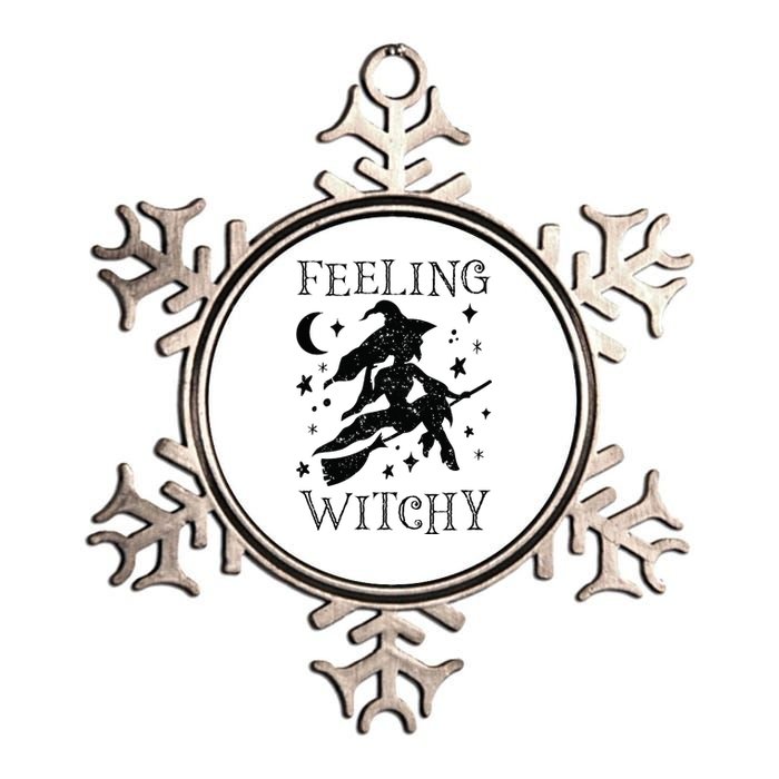 Feeling Witchy Funny Halloween Witch Vibes Kinda Night Metallic Star Ornament