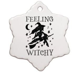 Feeling Witchy Funny Halloween Witch Vibes Kinda Night Ceramic Star Ornament