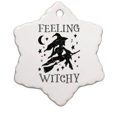 Feeling Witchy Funny Halloween Witch Vibes Kinda Night Ceramic Star Ornament