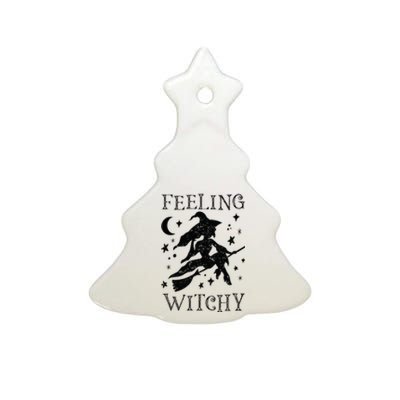 Feeling Witchy Funny Halloween Witch Vibes Kinda Night Ceramic Tree Ornament