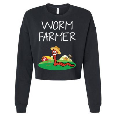 Funny Worm Farm Worm Vermiculture Cropped Pullover Crew