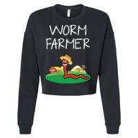 Funny Worm Farm Worm Vermiculture Cropped Pullover Crew