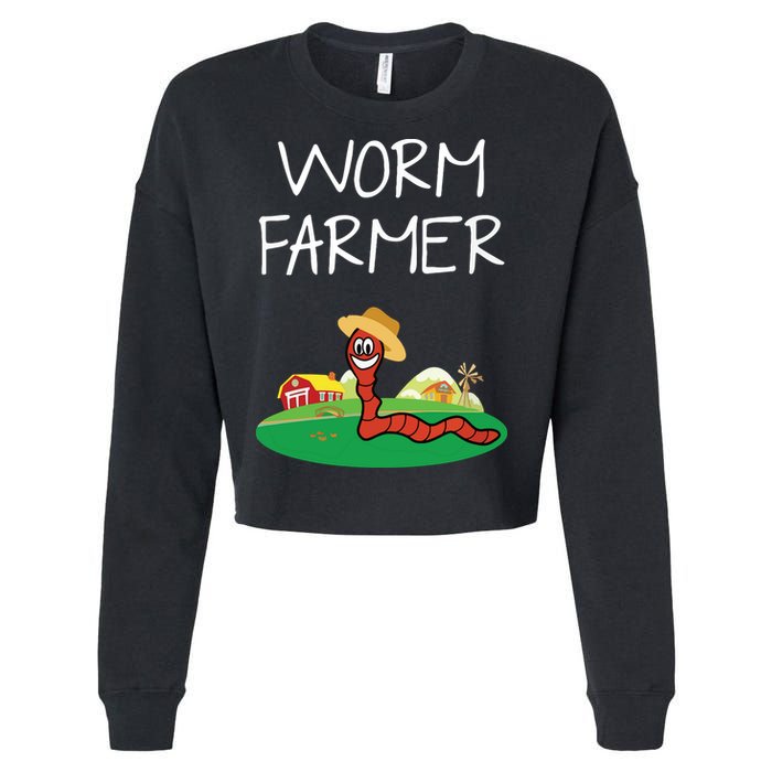 Funny Worm Farm Worm Vermiculture Cropped Pullover Crew