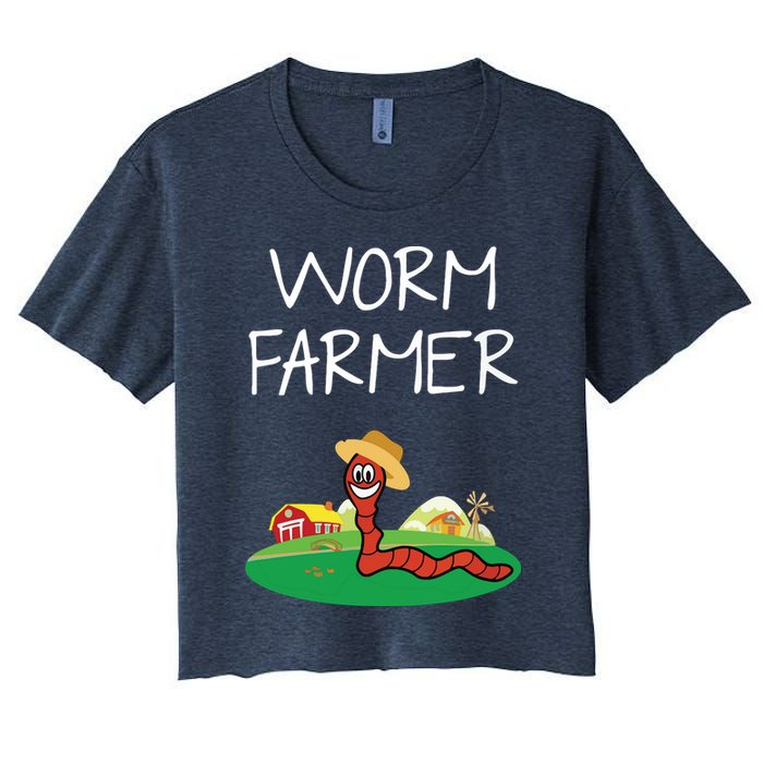 Funny Worm Farm Worm Vermiculture Women's Crop Top Tee