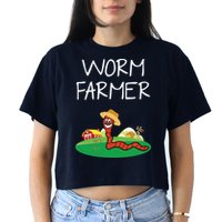Funny Worm Farm Worm Vermiculture Women's Crop Top Tee