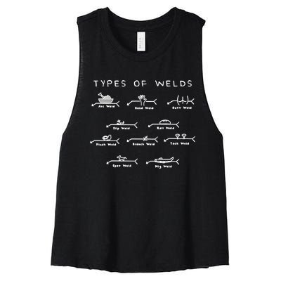 Funny Welding Funny Gift Ten Types Of Welds Welding Humor Tee Gift Women's Racerback Cropped Tank