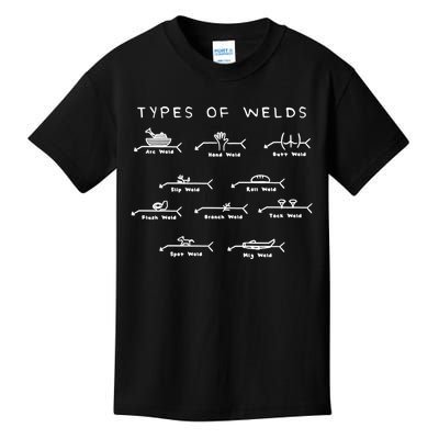 Funny Welding Funny Gift Ten Types Of Welds Welding Humor Tee Gift Kids T-Shirt