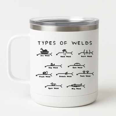 Funny Welding Funny Gift Ten Types Of Welds Welding Humor Tee Gift 12 oz Stainless Steel Tumbler Cup