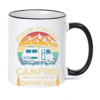 Funny Weekend Forecast Camping With A Chance Of Drinking 11oz Black Color Changing Mug