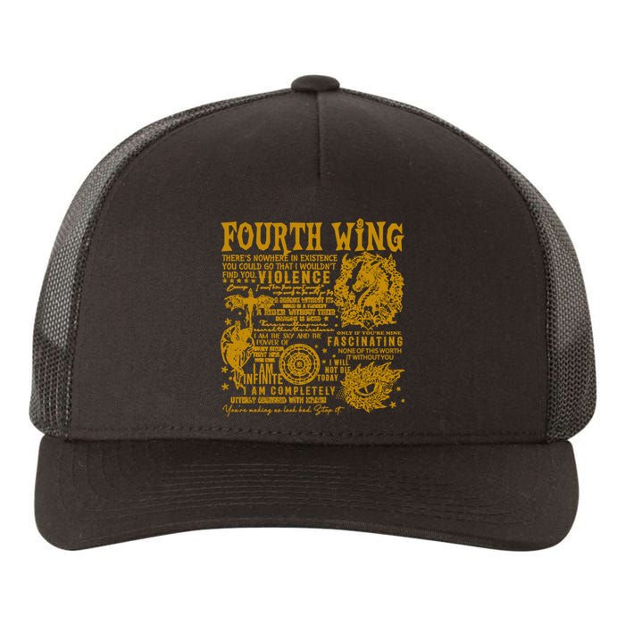 Fourth Wing Fantasy Book Romantasy Dragons Yarros Basgiath Yupoong Adult 5-Panel Trucker Hat