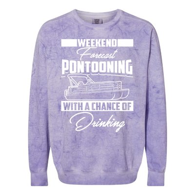 Funny Weekend Forecast Pontooning Cute Pontoon Boat Gift Colorblast Crewneck Sweatshirt