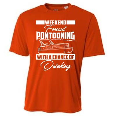 Funny Weekend Forecast Pontooning Cute Pontoon Boat Gift Cooling Performance Crew T-Shirt