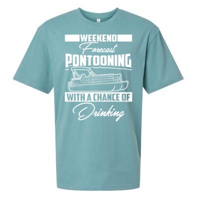 Funny Weekend Forecast Pontooning Cute Pontoon Boat Gift Sueded Cloud Jersey T-Shirt