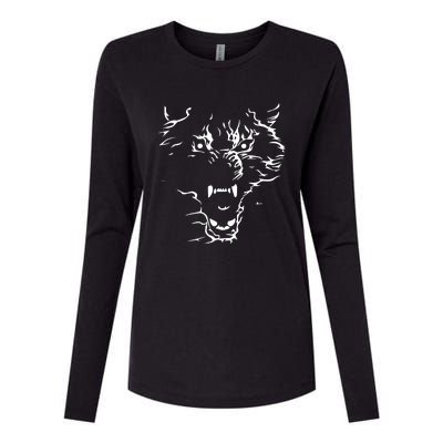 Flaming Wolf Womens Cotton Relaxed Long Sleeve T-Shirt